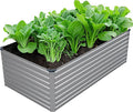 6x3x2FT Galvanized Raised Garden Bed Kit,Vegetable Plant Boxes-Rectangle Metal Flower Box,Large Planter Raised Beds Outdoor Garden for Planting,Fruit,Herb-Silver