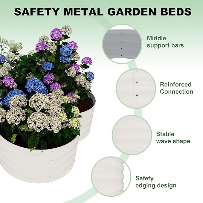 Garvee 2 Pack Galvanized Raised Garden Bed, Outdoor Planter Box with Open Base for Herbs, Veggies & Flowers. Rust-Resistant Raised Garden Beds, Ground-Connected Design for Deep Root Growth
