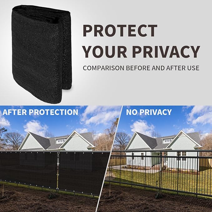 LOVE STORY Custom Size 3.3'x5' Black Balcony Privacy Screen,UV Block Privacy Fence Screen,90% Shield for Outdoor Pool Garden Apartment Railing