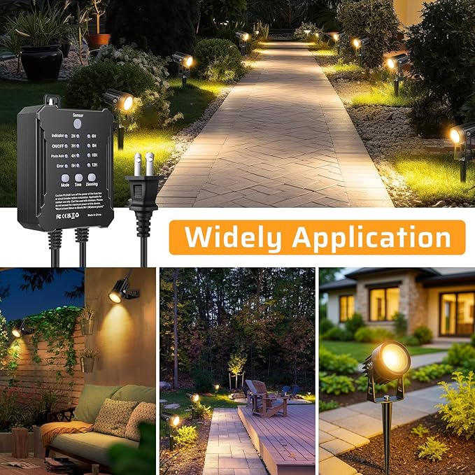 Plug and Play Low Voltage Landscape Lighting Kit, 8-Pack Wired Landscape Lights with Smart Transformer, Warm White Waterproof Outdoor LED SpotLights for Yard, Garden, Pathway, Tree