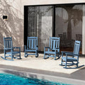 SERWALL Oversized Rocking Chair Set of 4 Outdoor, HDPE Outdoor Rocking Chair Set of 4, Blue