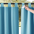 NICETOWN 2 Pieces Exterior Lanai Outdoor Curtainss for Patio Waterproof Teal, Insulated Room Darkening Detachable Sticky Tab Top Heavy Weight Wind Prevention for Cabana Drapes, W52 x L95, Teal Blue