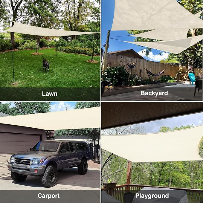 SUNLAX Sun Shade Sail 8' x 10' Butter Cream Rectangle Canopy Sail Shade Cover UV Block Permeable Sunshade Outdoor for Patio Backyard (We Make Custom Size)