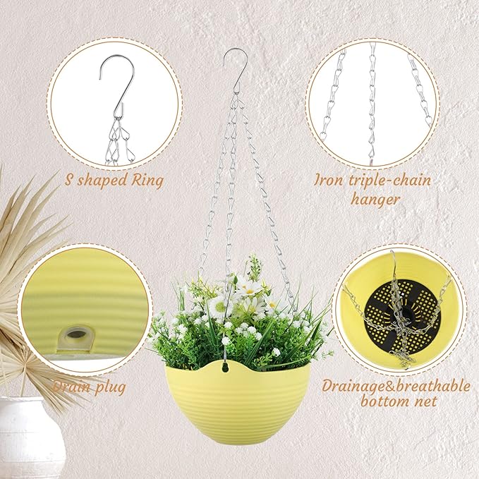 Zopeal 16 Pack Self Watering Hanging Planters, 8 Inch, Colorful, Resin Material with Metal Chain, Suitable for Indoor and Outdoor Plants