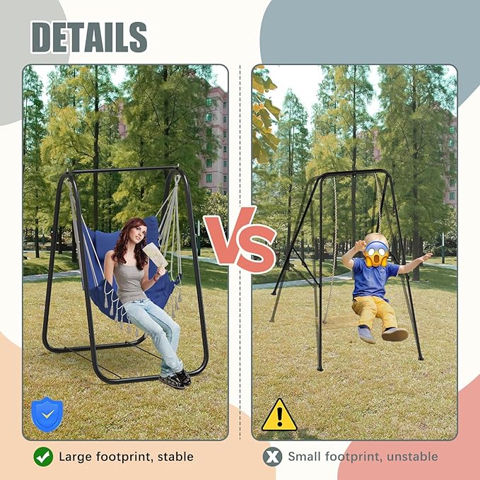 G TALECO GEAR Hammock Chair with Stand,Heavy-Duty and Rustproof Hanging Chair with Stand,Hammock Swing Chair Stand,for Indoor Outdoor Patio Yard Garden Porch (Blue)