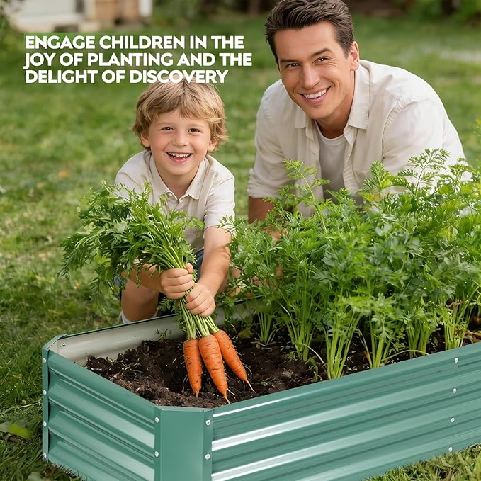 ZORMY 2 Pcs 8x2x1ft Galvanized Raised Garden Bed Outdoor, Metal Planter Boxes with Easy Assembly, Planter Raised Beds for Gardening, Flower, Plants, Vegetable, Herb - LotusGreen