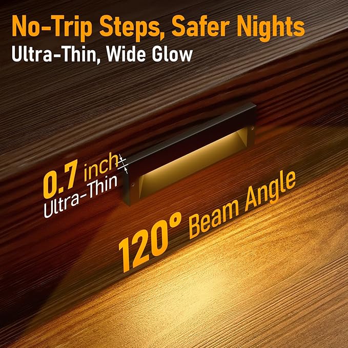 LEONLITE 10.6 Inch 5CCT LED Low Voltage Step Lights, 12–24V AC/DC 6W Surface Mount Ultra-Slim Landscape Stair Lights, IP65 Aluminum Outdoor Lighting for Decks, Hardscapes, Oil Rubbed Bronze, Pack of 6