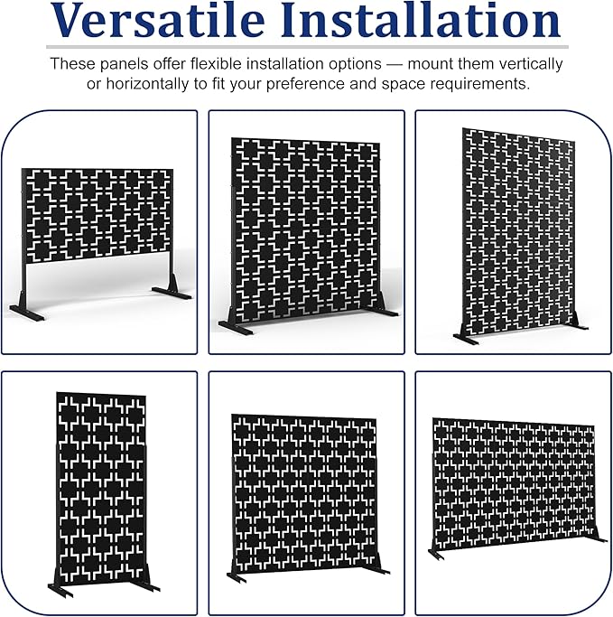 Outdoor Privacy Screen,72" H×47" W Metal Privacy Screen, Freestanding Privacy Fence Panels for Patio