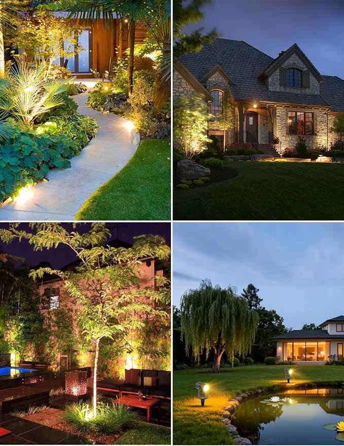 ZYAN Solar Landscape Spotlights, Separate Monocrystalline Panels & USB-C Powered 10800mAh Auto On Off Dusk to Dawn, Outdoor IP65 Waterproof, Warm White for Yard Path Patio (100 Lumens × 8 Pack)