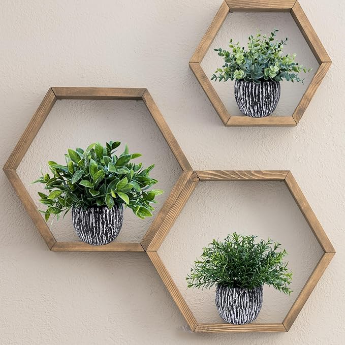 Winlyn Set of 3 Artificial Potted Plants Faux Eucalyptus Rosemary Boxwood Greenery in Black & White Concrete Pots Small Fake Plant for Indoor Outdoor Home Office Table Shelf Windowsill Greens Décor