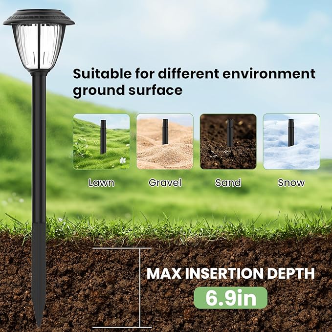 15 Pcs 8.25 Inch ABS Plastic Ground Spikes for Solar Torch Lights, Black Replacement Stakes for Garden Pathway Markers