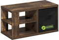 Furinno Viola Coffee Table, 3-Tier Modern Coffee Table with 1.2 Thick Tabletop, Side Table with Open Shelf and Storage Bin, for Living Room, Bedroom, Home Office, Amber Pine