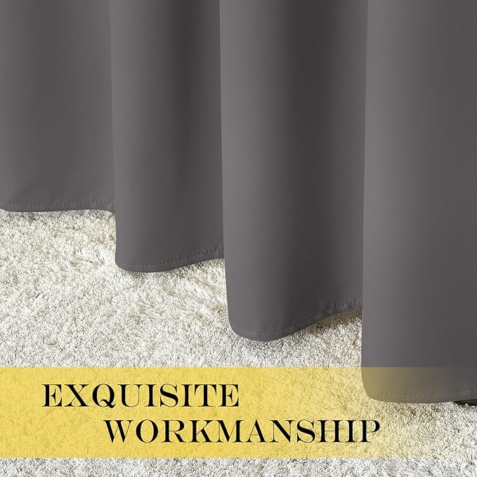 NICETOWN Blackout Blind for Living Room - (Grey Color) Window Drape Energy Efficient Curtain Panel Home Decoration, W52 x L95 Inch, 8 Grommets/Rings Top, Single Piece