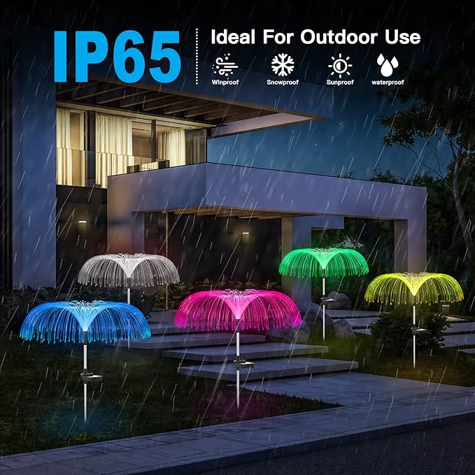 Vosaro Solar Flower Lights Outdoor Garden Decorations Waterproof, Solar Yard Lights Decorative, 7 Color Changing Stake Light for Pathway Patio Lawn Party Wedding Decor, 3 PCS