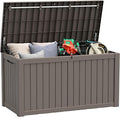 Outdoor Storage Box, Resin Deck Boxes Indoor and outdoor, Waterproof Storage Box Lockable Lid (Grey, 160 Gallon)