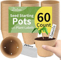 Dalzom® 60Pcs 4” Peat Pots with 60Pcs Plant Labels, Biodegradable Pots for Seedlings with Drainage Holes, Garden Plant Nursery Pots Seed Starting Trays