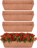 Halatool 4 Pack 24 Inch Window Box Liners, Pre-Formed Coco Fiber Replacement Liner, Natural Coconut Coir Planter Liners for Wall, Hanging Basket, Flower Pot, Fence and Railing