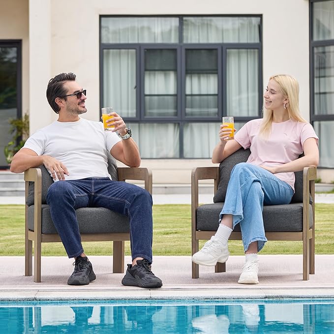 Outdoor Patio Furniture Set, 5 Pieces Modern Metal Patio Conversation Set with 6" Thick Cushions, Outdoor Lounge Sofa 350lbs for Backyard Porch Balcony, Grey