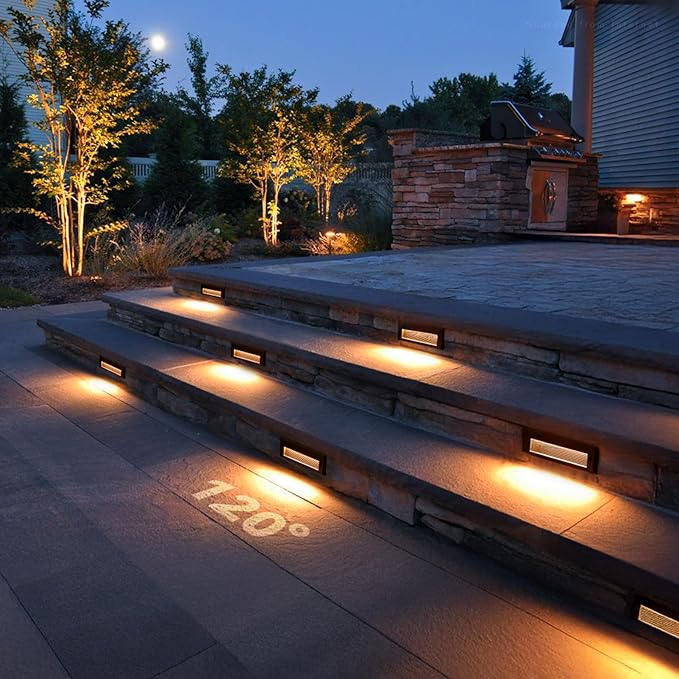 LEONLITE 5W/4W/3W Dimmable 5CCT Low Voltage LED Step Lights Outdoor, 9 Inch Exterior Step Lighting, 12-24V AC/DC Landscape Stair Riser Light, UL Listed, IP65, Oil Rubbed Bronze, Aluminum, Pack of 6