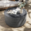 UPHA Outdoor Round Coffee Table, Small Modern Minimalist Accent Tables, Low Light Concrete Center Table for Living Room, Outside Patio, Deck, 28×28×13, Dark Grey