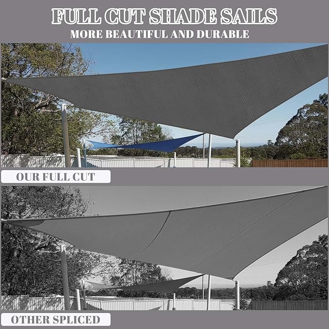 Cool Area Sun Shade Sail 12x16FT Rectangle Shade Canopy Outdoor Sunshade for Patio Backyard Garden, Dark Grey