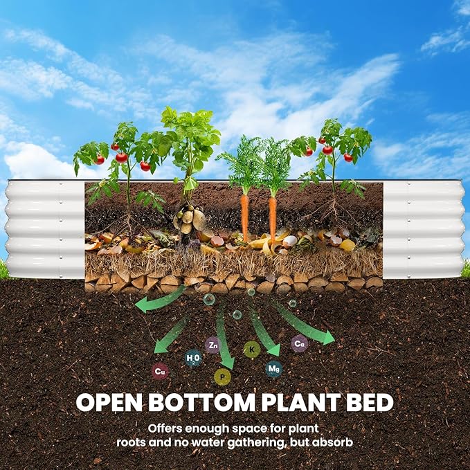 Galvanized Raised Garden Bed 8x2x1.5 FT, Oval Metal Raised Garden Bed Outdoor Planter Box with Open Bottom, Rust-Resistant Steel Garden Bed for Vegetables Herbs Flowers, Easy Assembly