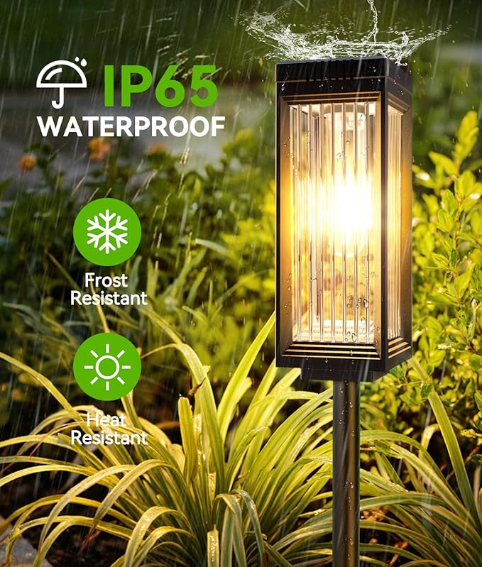 Solar Pathway Lights Outdoor, 4 Pack Upgraded Solar Lights Outdoor Waterproof, Bright Up to 15 Hrs Auto On/Off Garden Light for Yard Patio Lawn Path Walkway Driveway Outside Decor