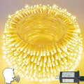 Smart String Lights With Voice Control Indoor Outdoor, Clear Wire 66Ft 200 LED Christmas Lights, Dimmable 12Modes Twinkle Fairy String Light Waterproof for Xmas Tree Wedding Party Bedroom (Warm White)