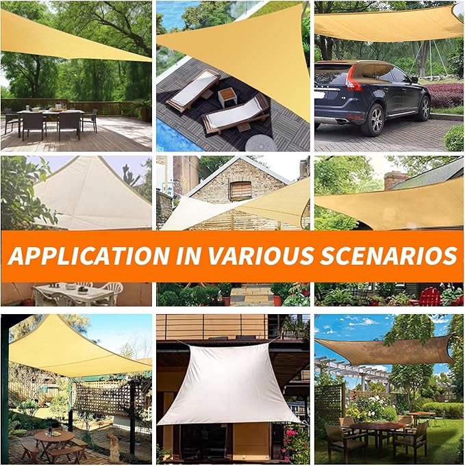 12'x16' Sun Shade Sail Curved Commercial Outdoor Shade Cover Dark Grey Rectangle Heavy Duty Permeable 185GSM Outdoor Shades for Patio Garden Sandbox