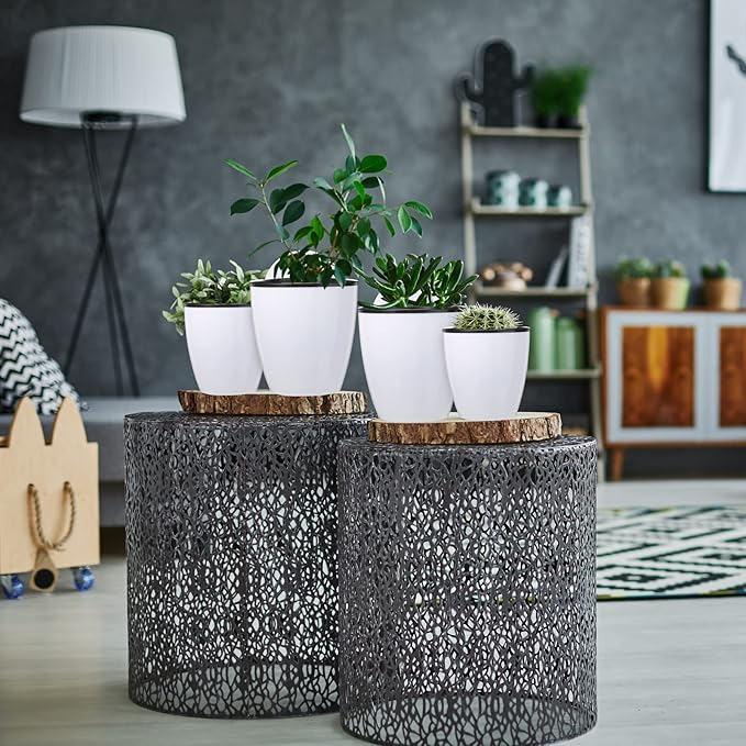 Amyhill 16 Pcs 5'' and 4.33'' Self Watering Hanging Planter for Indoor Plants Wall Planter with Hook and Absorbent Cotton Rope Wall Plant Holder Wall Mounted Planters White Flower Pots for Garden