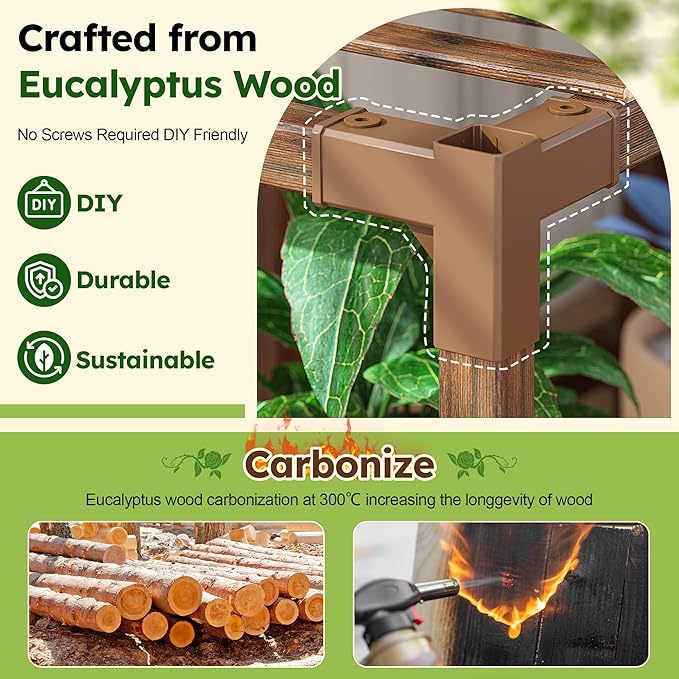 EnHomee Plant Stand Indoor Wood Plant Stand Outdoor Tiered Plant Shelf for Multiple 16-21 Potted Plants for Living Room Patio Balcony Yard Garden 44.9" W x 11.8" D x 62.2" H