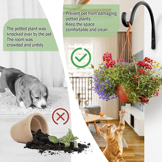 Qiang Ni Hanging Plant Bracket Hooks: 5.5 Inch Wall Plant Hook Planters and Decor - 2 Piece Rust-Resistant and Secure Brackets Maximize Your Outdoor Living Space