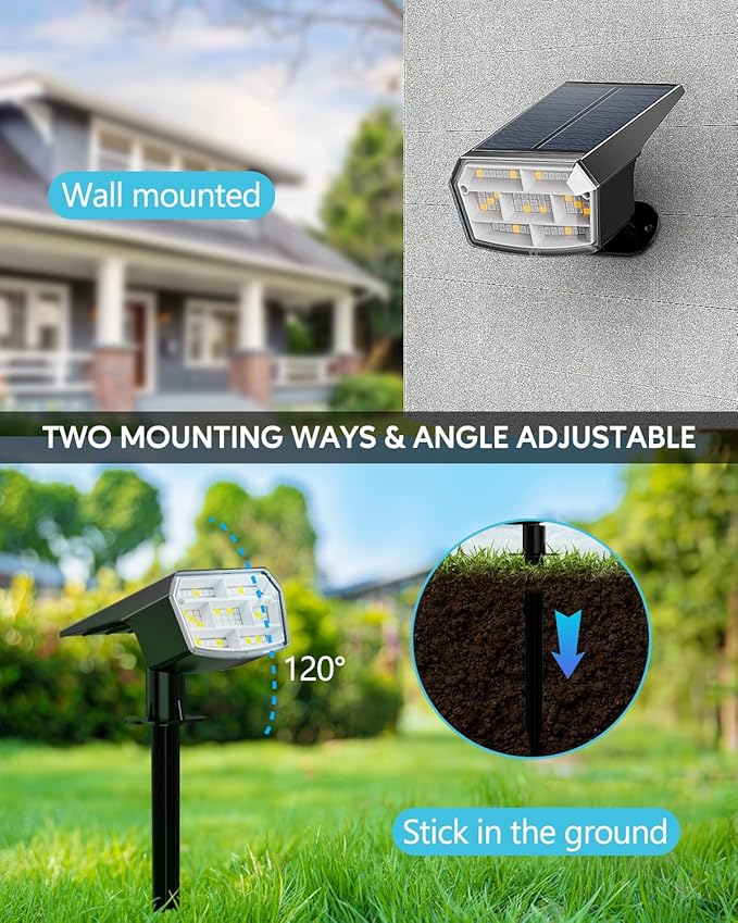 HIBOITEC Solar Spot Lights Outdoor Color Changing 59LED Landscape Lighting Solar Powered Uplights Waterproof Dusk to Dawn for Christmas Decorations Garden Yard Outdoor 8 Packs Multicolor