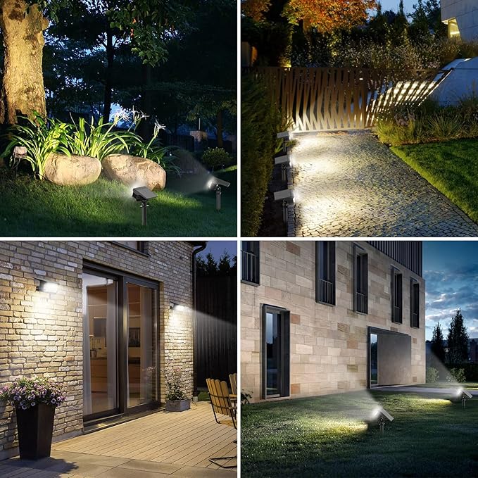 Solar Spot Lights Outdoor, [57 LED/6 Pack] Solar Lights Outdoor IP65 Waterproof, 3 Modes Solar Powered Landscape Spotlights for Garden Yard Outside Patio Pathway Pool(Cold White)