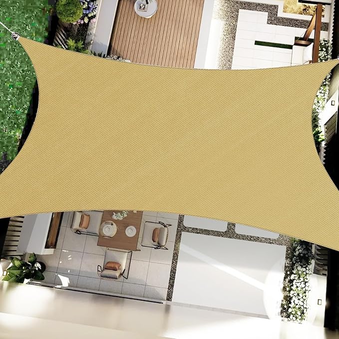 16' x 20' Rectangular Sun Sail Shades Canopy UV Block Outdoor Shades for Patio Garden Backyard Pergola Shade Cover Sand