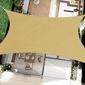 8' x 8' Sun Shade Sail Sand Curved Commercial Outdoor Shade Cover Sand Rectangle Heavy Duty Permeable 185GSM Backyard Shade Cloth for Patio Garden