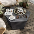 UPHA Outdoor Hexagon Coffee Table, Small Modern Minimalist Accent Tables, Low Light Concrete Center Table for Living Room, Outside Patio, Deck, 28×24.2×15.4, Dark Gray