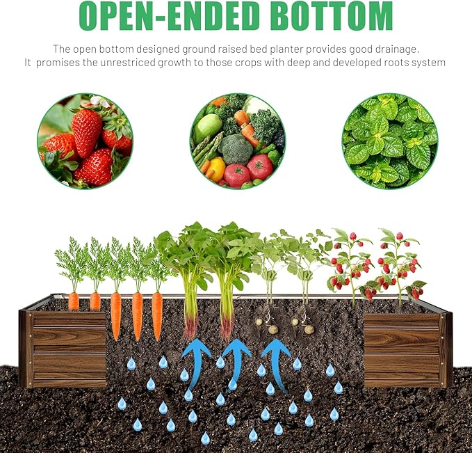 SnugNiture 2 Pcs 6x3x1FT Raised Garden Bed Galvanized Planter Garden Boxes Outdoor, Deep Root Planter Raised Bed for Vegetables Flowers Herbs,Brown