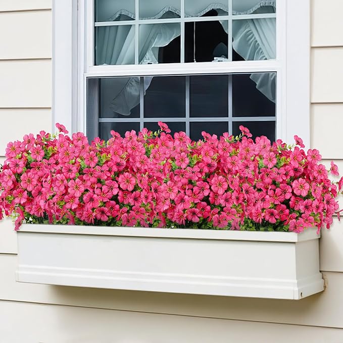 AGIRL 16 Bundles Artificial Flowers for Outdoor,No Fade Fake Plastic Flowers Faux Plants for Hanging Planters Decoration Indoor Outside Garden Porch Window Box Home Wedding
