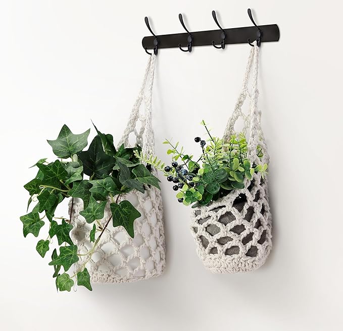 4 Packs Hanging Planters for Indoor Plants, Wall Plant Holder | Plant Hanger Indoor, Wall Planters for Indoor Plants, Hanging Plant (4PK, 2 Large + 2 Small)