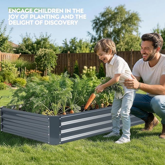 ZORMY 2Pack 6×3×1ft Galvanized Raised Garden Bed Kit, Metal Planter Boxes Outdoor, Large Raised Beds for Vegetables, Fruits, and Flowers - Grey