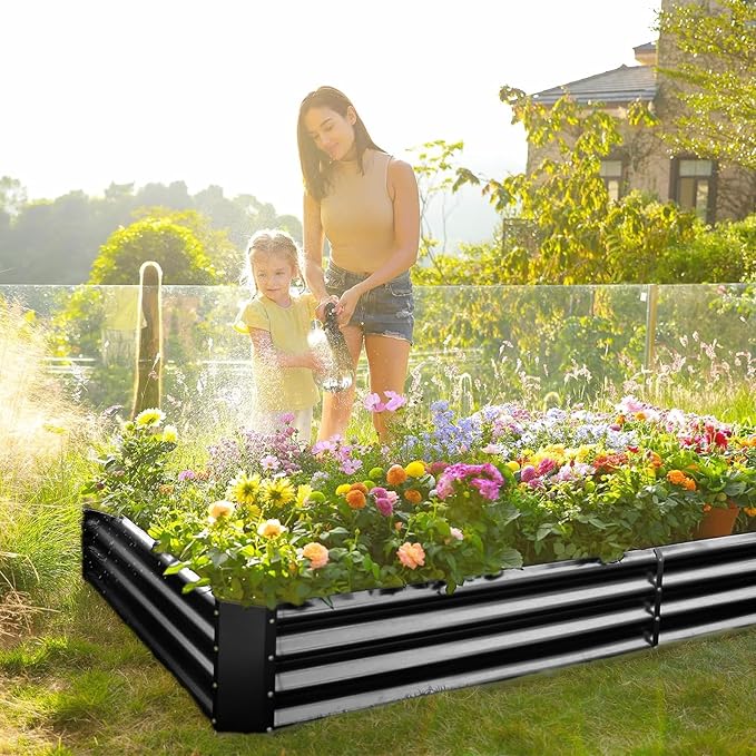 Land Guard 3 Pack 6×3×1ft Galvanized Metal Raised Garden Bed, Metal Planter Kit Box Outdoor for Deep-Rooted Vegetables, Flowers, Green and Herbs, Gray