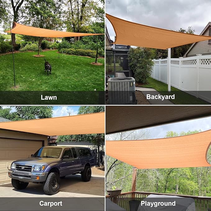 SUNLAX Sun Shade Sail 13' x 14' Peach Fuzz Rectangle Canopy Sail Shade Cover UV Block Permeable Sunshade Outdoor for Patio Backyard Deck Pergola (We Make Custom Size)