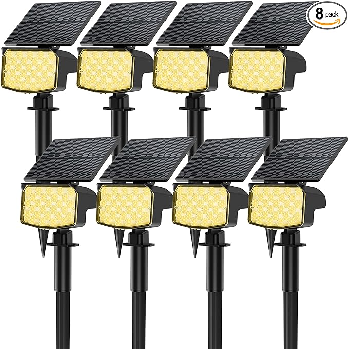 8 Pack Solar Spot Lights Outdoor, 2-in-1 Solar Lights Outdoor Waterproof IP65, Solar Powered Landscape Spotlights 3 Modes for Yard Garden Pathway Driveway Tree(Warm White)