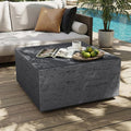 UPHA Outdoor Square Coffee Table, Small Modern Minimalist Accent Tables, Low Light Concrete Center Table for Living Room, Outside Patio, Deck, 28×28×13, Dark Grey