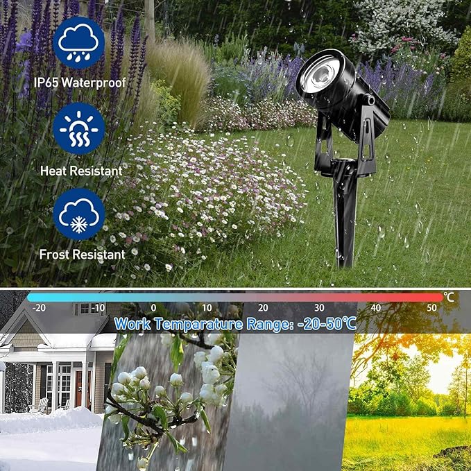 T-SUNUS Christmas Solar Landscape Spotlights White 6000K Metal, Garden Spot Lights Outdoor IP65 Waterproof 9.8ft Cable Separated Panel, Auto On/Off for Tree Flag Driveway Pathway Halloween Pool Area