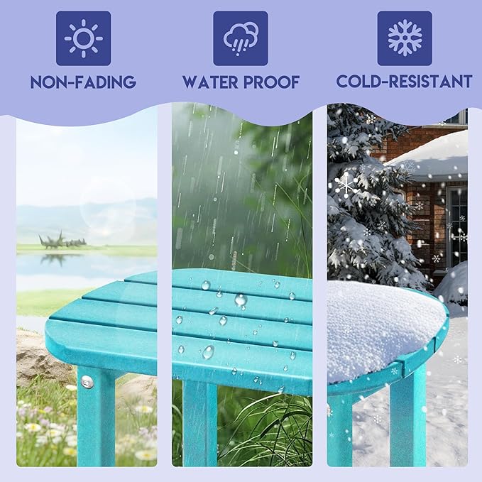 LZRS Outdoor Side Table - 2-Tier Adirondack HDPE Patio End Table for Pool, Porch,Balcony & Backyard,Weather Resistance for Indoor and Outdoor use(Turquoise)
