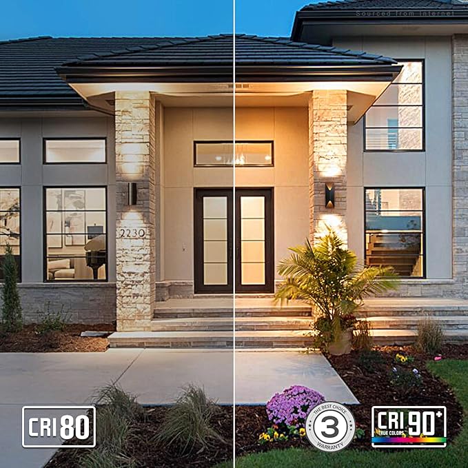 LEONLITE 5CCT Dimmable LED Up Down Wall Light, 100-277V, CRI 90+, IP65 Waterproof, 10%-100% Dimmable for Commercial Outdoor, 14 Inch Modern Porch Light, 2200K/2700K/3000K/4000K/5000K, Pack of 2