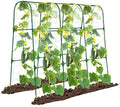 Garden Trellis for Climbing Plants Outdoor, Cucumber Trellis for Raised Bed Garden, Arch Trellis Support for Cucumbers Tomatoes Beans Peas, 50x48 inch, Metal Trellis with Netting, Green