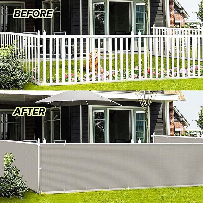 LOVE STORY Balcony Privacy Screen, 3.3'x19.7' Deck Shield Screen Fence Cover,UV Protection and Weather-Resistant,3FT Height for Deck, Patio, Backyard, Outdoor Pool, Porch, Railing, Beige-Grey